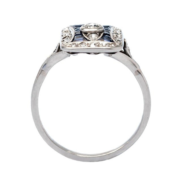 Vanderbilt Edwardian diamond and sapphire engagement ring from Trumpet & Horn