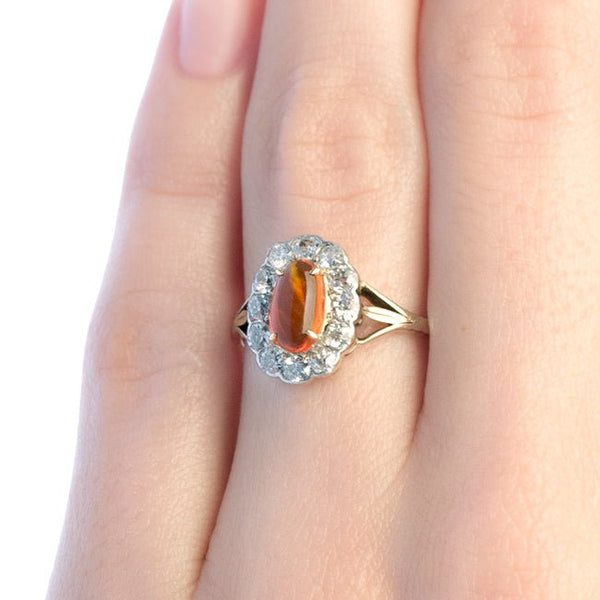 Verbena vintage fire opal and diamond ring from Trumpet & Horn