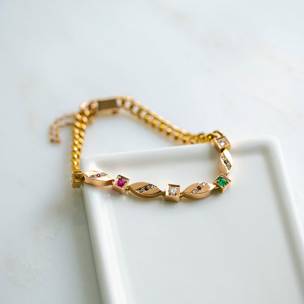 Victorian Diamond Ruby & Emerald Bracelet