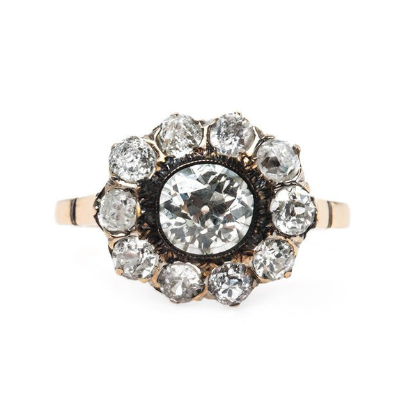 Stunning Victorian Era Cluster Engagement Ring with Glittering Diamond Halo | Ojai from Trumpet & Horn