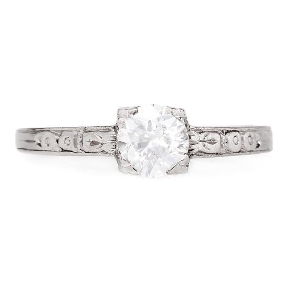 Late Art Deco Solitaire with Incredibly White Diamond | Chapala from Trumpet & Horn