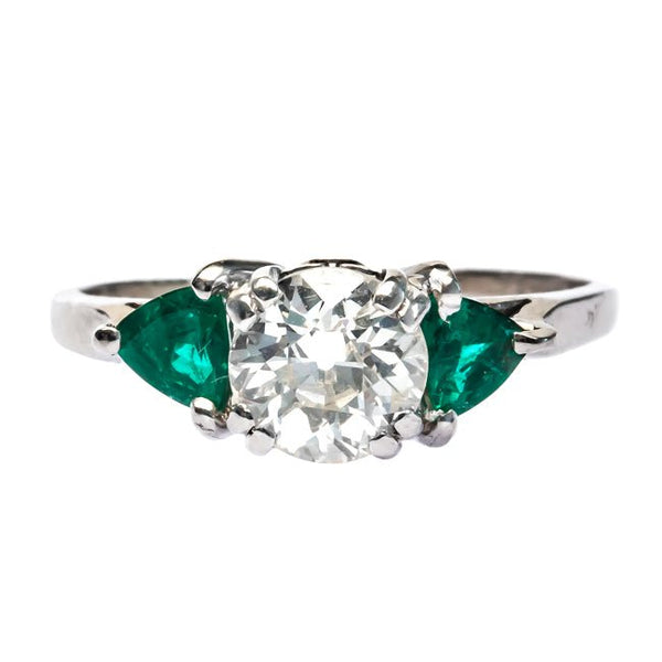 Glen Holly vintage diamond and emerald engagement ring from Trumpet & Horn
