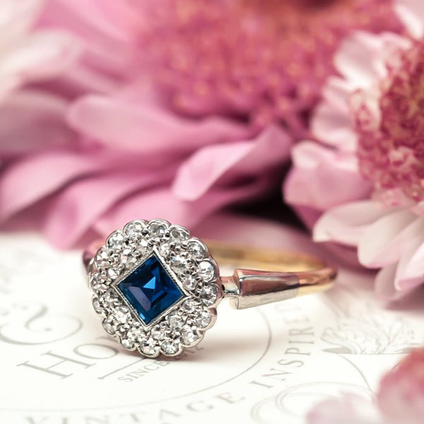 Lockwood antique sapphire and diamond engagement ring from Trumpet & Horn