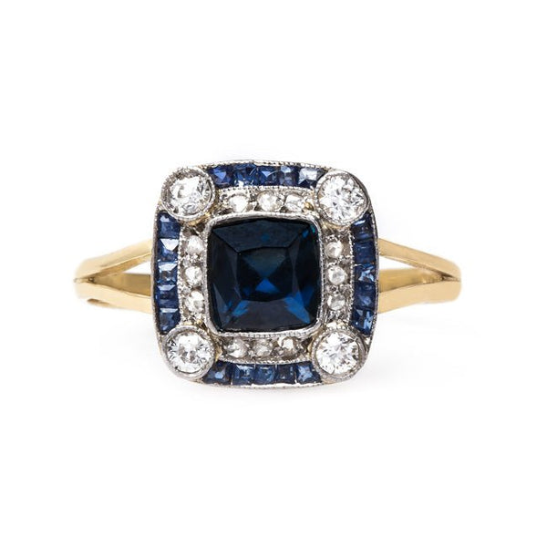 Geometric Edwardian Sapphire and Diamond Ring | Bermuda from Trumpet & Horn