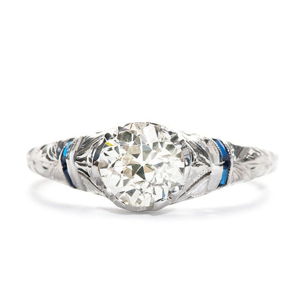 Vintage Engagement Ring | Vintage Diamond and Sapphire Ring 