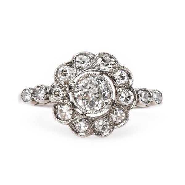 Platinum Edwardian Halo Ring | Old Portsmouth from Trumpet & Horn