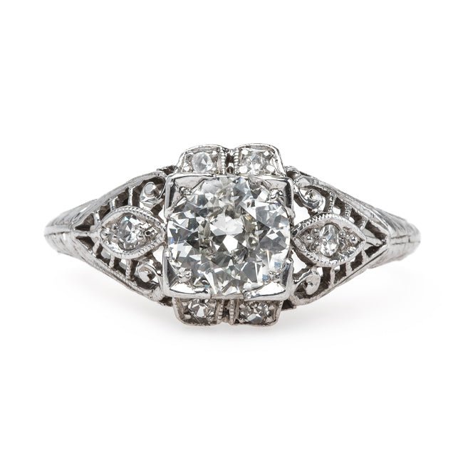 One-of-a-Kind Handcrafted Edwardian Engagement Ring with Old Mine Brilliant Cut Diamond Center | Captiva from Trumpet & Horn