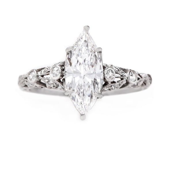 Incredibly Detailed Edwardian Ring with Perfect Marquise Diamond | Briarcliff from Trumpet & Horn