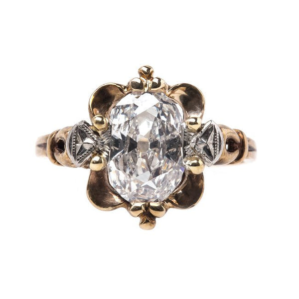 Spectacular Retro Era Engagement Ring with Oval Modified Brilliant Cut Diamond | Carmel from Trumpet & Horn