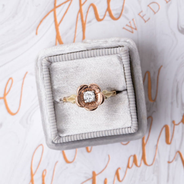 Romantic Rose Gold Flower and Diamond Engagement Ring | Potterton from Trumpet & Horn