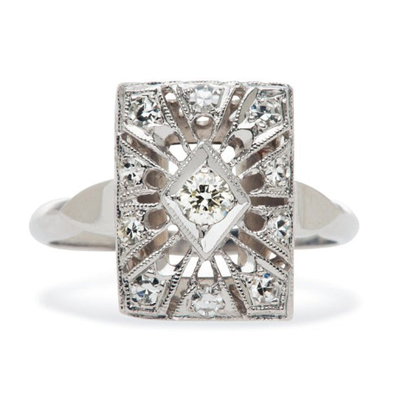 vintage geometric engagement ring