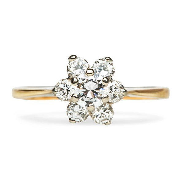 Vintage Diamond Cluster Engagement Ring | Retro Inexpensive Flower Wedding Ring | Woodstock from Trumpet & Horn