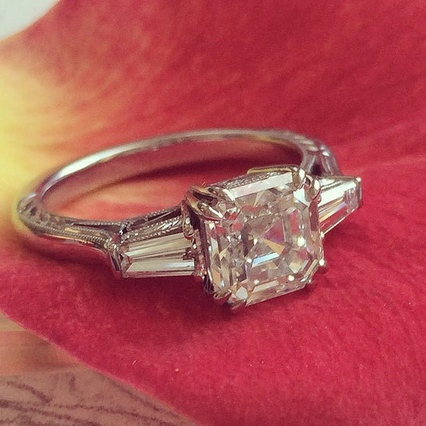Southwick Vintage Inspired Classic Asscher Cut Engagement Ring from Trumpet & Horn