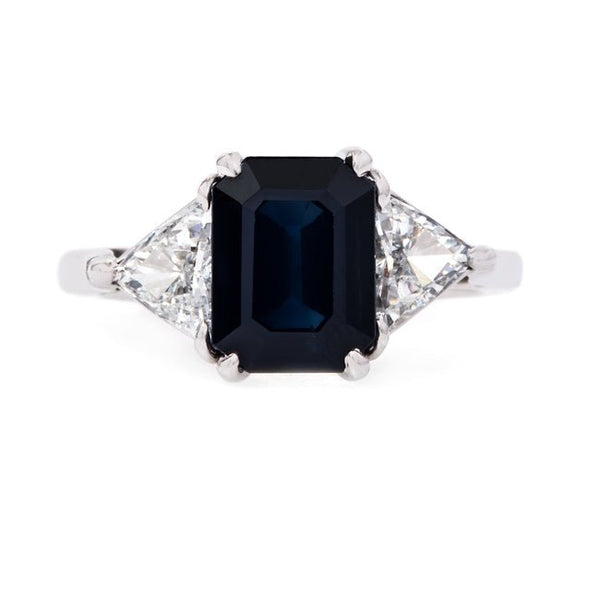 Exceptional Sapphire Ring with Trillion Cut Diamonds | Wyton from Trumpet & Horn