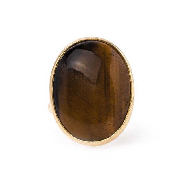 Authentic Modern Era Tiger's Eye Quartz Cocktail Ring | Charter Oak from Trumpet & Horn