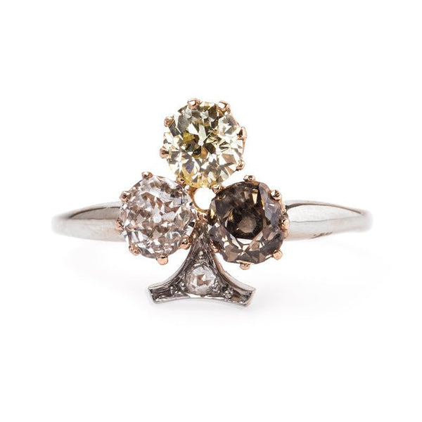 Authentic Edwardian Era Diamond Ring in Clover Shape | Monte Carlo from Trumpet & Horn