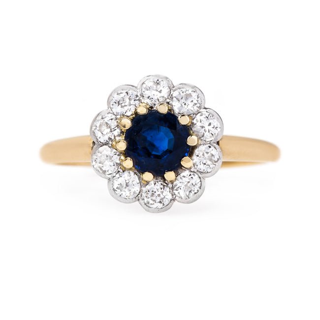 Rich Blue Sapphire with Diamond Halo | Fordham from Trumpet & Horn