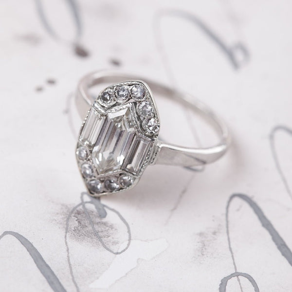 Vintage Art Deco Shield Shaped Engagement Ring | Gransmoor by Trumpet & Horn