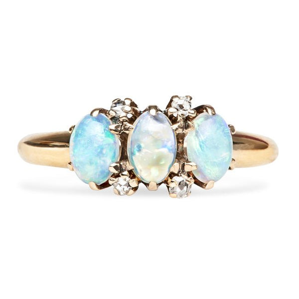 Vintage Three Stone Opal Engagement Ring