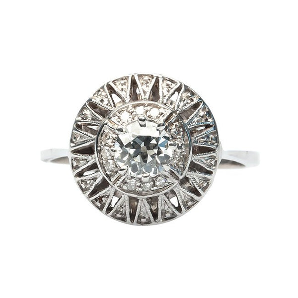art deco starburst diamond engagement ring