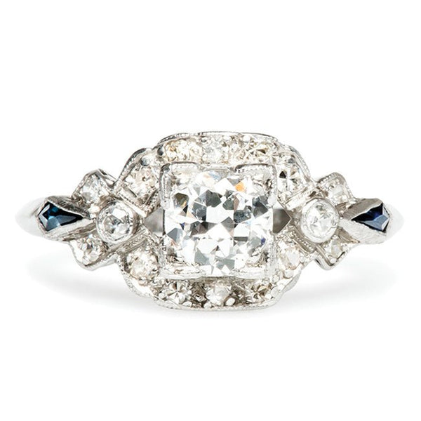 vintage diamond sapphire engagement ring