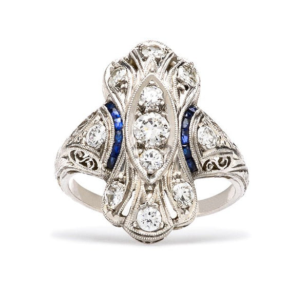 Art Deco Unusual Sapphire Wedding Ring | Avalon from Trumpet & Horn