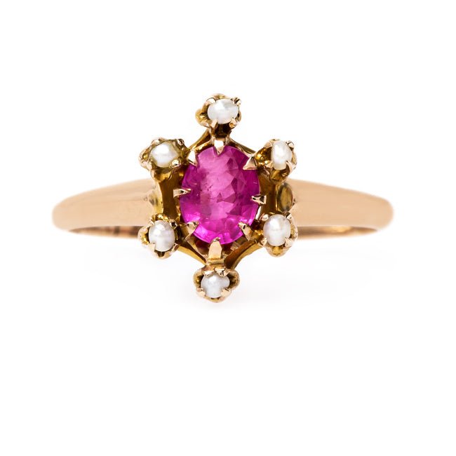 Lovely Feminine Pink Sapphire and Pearl Ring | Gardena from Trumpet & Horn