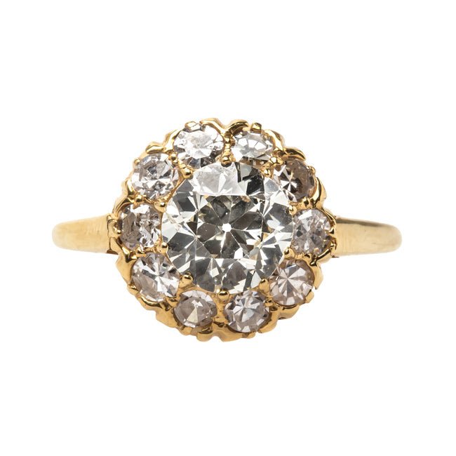 Showstopping Victorian Era 18k Yellow Gold Diamond Halo Ring | Rockbluff from Trumpet & Horn