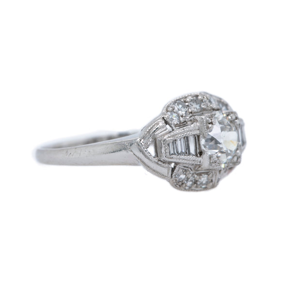 Wainscot Art Deco era platinum ring and diamond ring