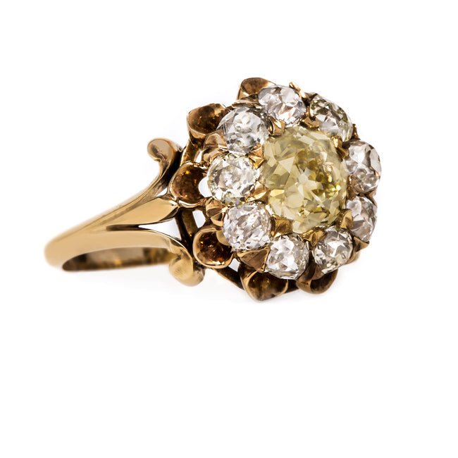 Fancy Yellow Diamond Ring with Old Mine Cut Halo | Wake Forest from Trumpet & Horn