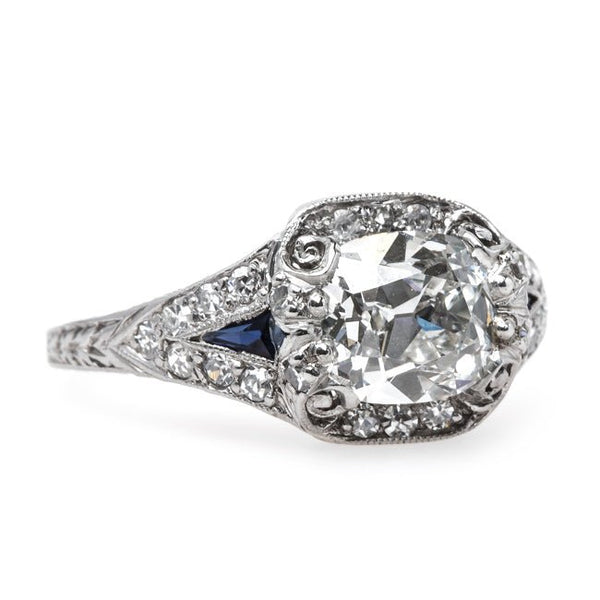 Impeccable Edwardian Era Diamond Engagement Ring with Sapphire Accents | Waterfront from Trumpet & Horn