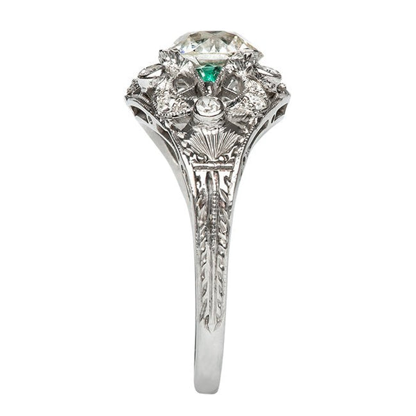 Weatherford Vintage Emerald Diamond Halo Engagement Ring from Trumpet & Horn