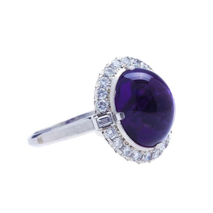 An Outstanding Art Deco Palladium, Amethyst and Diamond Cocktail Ring | Wellside