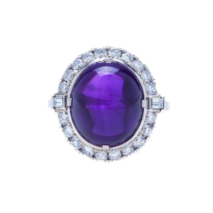 An Outstanding Art Deco Palladium, Amethyst and Diamond Cocktail Ring | Wellside