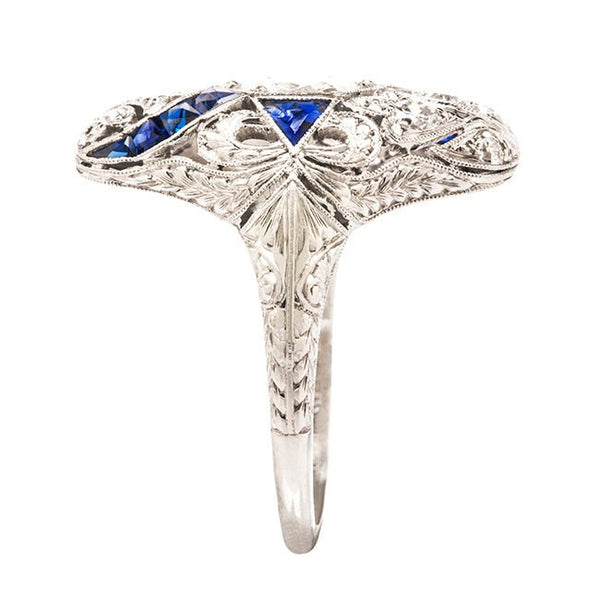 Edwardian Sapphire Diamond Navette Ring | Westchester from Trumpet & Horn