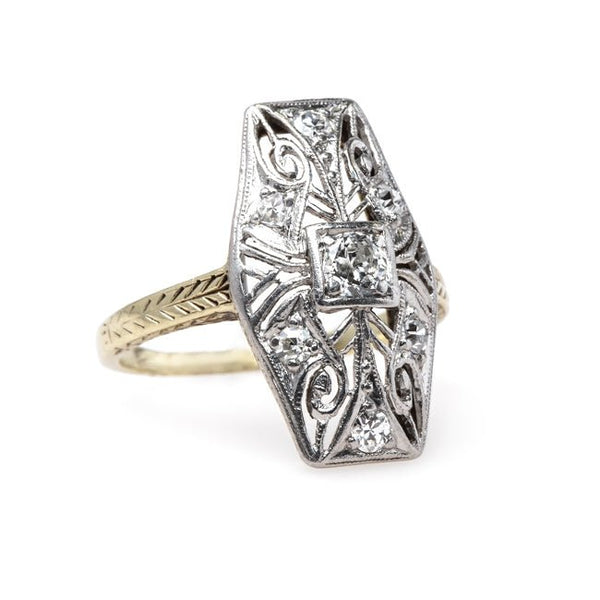 Edwardian era navette diamond ring | Westland from Trumpet & Horn