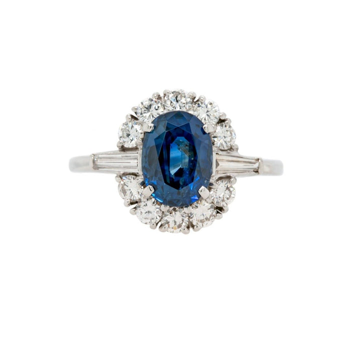 Fab Mid Century Modern Sapphire & Diamond Halo Ring | Whidbey Island