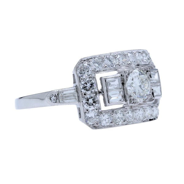 A Marvelous Platinum and Diamond Art Deco Engagement Ring | White Plain