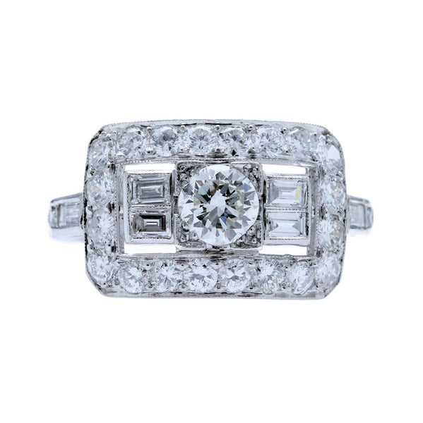 A Marvelous Platinum and Diamond Art Deco Engagement Ring | White Plains