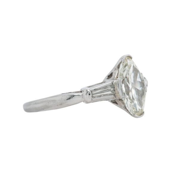 Beautiful White Mid-Century Moval Diamond Engagement Ring | Whitehall