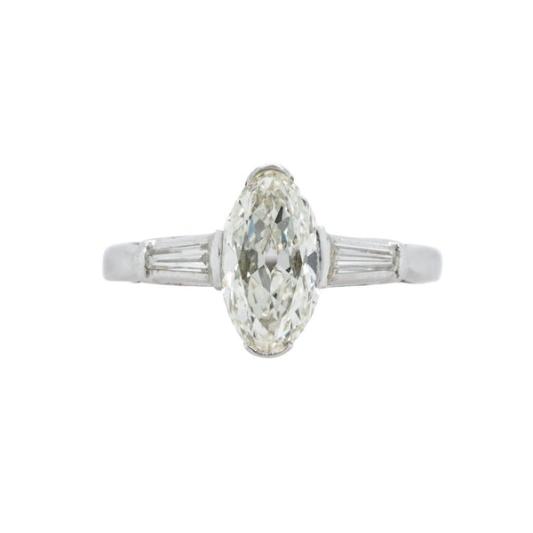 Beautiful Mid-Century Moval Cut Diamond Engagement Ring | Whitehall