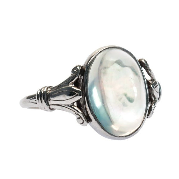 Willowbrook Edwardian Era Platinum Ring with Transparent Opal from Trumpet & Horn