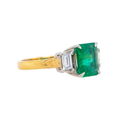 Mixed-Metal Verdant Mid-Century Emerald & Diamond Ring | Wilmington