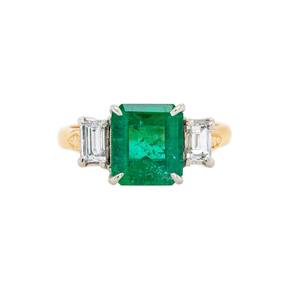 Mixed-Metal Verdant Mid-Century Emerald & Diamond Ring | Wilmington