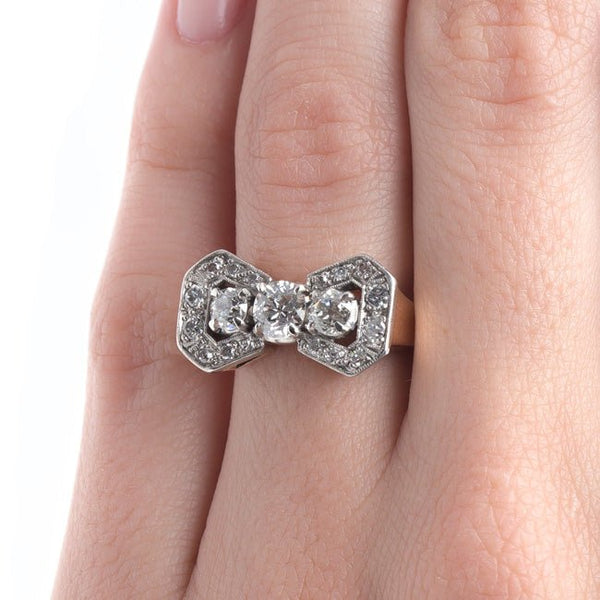 Retro Diamond Ring with Bow Shaped Motif | Windrose Way from Trumpet & Horn
