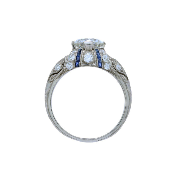 An Important Edwardian Era Platinum, Diamond and Sapphire Engagement Ring