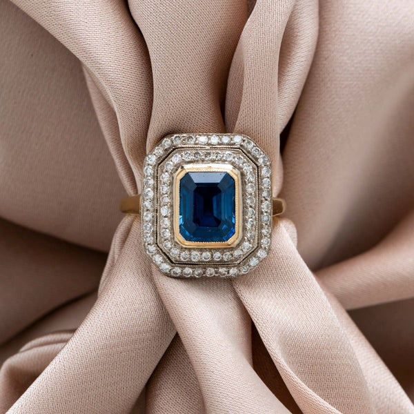 Two-Tone Double Halo Sapphire & Diamond Engagement Ring | Winfield