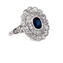 Vintage Edwardian Sapphire Halo Ring | Winterborne from Trumpet & Horn