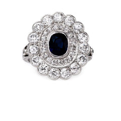 Vintage Edwardian Sapphire Halo Ring | Winterborne from Trumpet & Horn