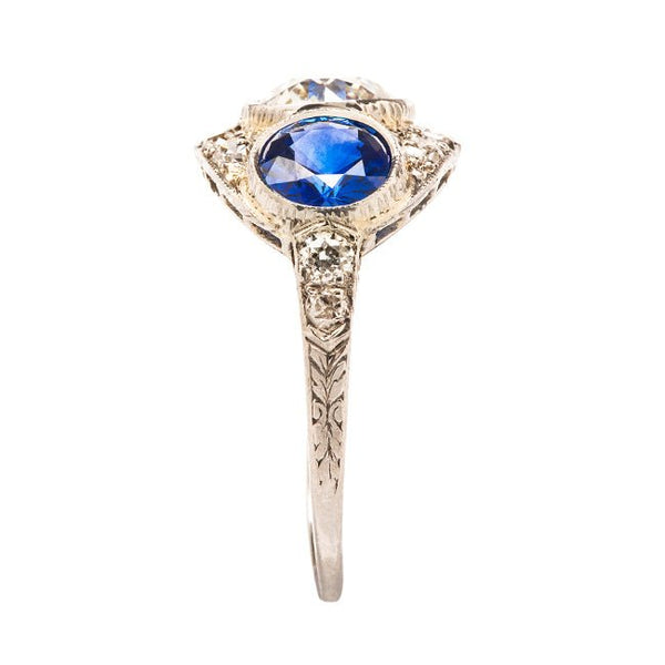 Edwardian Unique Sapphire Three Stone Engagement Ring | Winterhaven from Trumpet & Horn